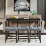 4 Piece Bar Table Set with Power Outlet,Bar Table Set with Chairs,Sofa Bar Table with Stools,Behind W1998P193827