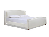 Carmen King Upholstered Wingback Panel Bed Frame, Antique White Polyester B2719P238234