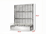 Black 43" x 16" x 70" Galvanized Planter Box Raised Garden Bed with Trellis for Vines & Climbing 79173584