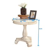 Rene Round Wood Pedestal Side Table, Teal T2574P164764