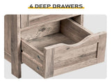 4-Drawer Density Board Triamine Veneer Bathroom Cabinet 11.82*11.82*32.29in Washed Grey 11651926