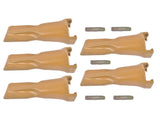 5 Pack V23SYL Dirt Teeth V Style Bucket Tooth with V23PN Flex Pins Yellow Fit for Backhoe Loader 60942739