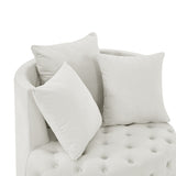 Velvet Upholstered Swivel Chair for Living Room, with Button Tufted Design and Movable Wheels, W48790918