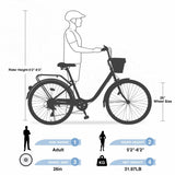 7 Speed City Bike With Basket , Steel Frame,Multiple Colors 26 Inch Girls Bicycle W1019P206056