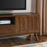 Mid Century Modern Fluted TV Stand for 65 inch TV, Entertainment Center with Storage, Farmhouse Wood W1801P195690