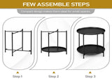 2-Tier Patio Side Table, Outdoor Metal Round Small Coffee Table with Removable Tray, Weather 86168397