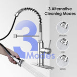 Kitchen Faucet - Spring Kitchen Sink Faucet with 3 Modes Pull Down Sprayer, Single Handle&Deck Plate T3177P277523