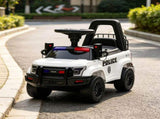 White Kids Foot-to-Floor Ride On Car Police Truck Style, PA System, Horn, Under-Seat Storage for 94647235