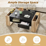 ON-TREND High Glossy Coffee Table with 2 Drawers, Practical Two Tone Center Table with Hidden N721P205792B