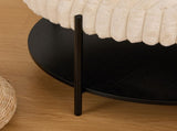 30.9"Wide Upholstered Round Ottoman Coffee Table Foot Rest with Black Metal Legs, Footstool with W3098P296971