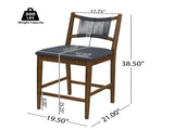 Arno Indoor Upholstered Wooden Counter Stool, Walnut Finish with Charcoal Upholstery and Black Rope, N775P366302B