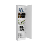 Leto Xl Shoe Rack, Mirror, Five Interior Shelves, Single Door Cabinet -White B07091930
