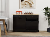 Two Drawers and Two-Compartment Tilt-Out Trash Cabinet Kitchen Trash Cabinet-Black 83273364