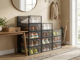 12-pack Clear View Shoe Organizers, Stackable Plastic Storage Boxes for Closet 87689708