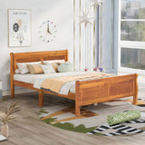 Full Size Wood Platform Bed with Headboard and Wooden Slat Support WF289141AAL
