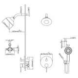 Round Shower System Wall Mounted Shower Faucet Rain Mixer Combo Set, Rain Shower Head Shower Set for SOAE865MB