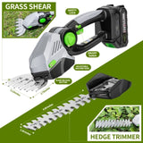 21V Cordless Hedge Trimmer, 2-in-1 Electric Handheld Grass Shear Cutter with 2.0 Battery*2, Women 77635959