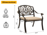 Set of 2 Cast Aluminum Patio Dining Chairs with Cushions, Stackable Outdoor Bistro Chairs for 96662218