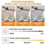 42 inch Black Wood Ceiling Fans Lights and Remote, Modern Flush Mount Low Profile Ceiling Fan W2352P154687