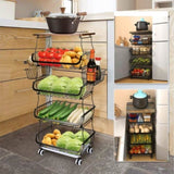 5 Tier Fruit Basket for Kitchen Organizers and Storage, Stackable Metal Wire Basket Stand Cart with 24612789