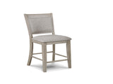 Farmhouse Style 2pc Tan / Beige Gray Finish Counter Height Chair Bar Stool Footrest Upholstered Back B011P240371