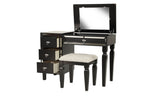 Traditional Formal Black Color Vanity Set w Stool Storage Drawers 1pc Bedroom Furniture Set Tufted B011111845