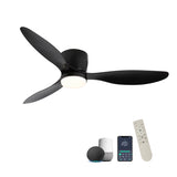 52" Smart Flush Mount black Ceiling Fans with Lights Remote,Quiet DC Motor,Outdoor Indoor Low W2352P316049