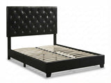 Modern PU Leather Upholstered Platform Bed Frame with Tall Padded Headboard, Tufted Panel Headboard, B2771P498507