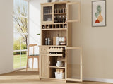 Farmhouse 35.4x17.7x74.8inch Freestanding Buffet with Hutch, Tall N717P327043N