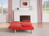 67-inch Red Leather Multifunctional Double Folding Sofa Bed with Coffee Table for Office Use W6295P549835