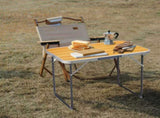 2.3ft Aluminum Camping Folding Table wood grain color 09531023
