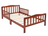 Wooden Baby Toddler Bed Children Bedroom Furniture with Safety Guardrails Espresso 83672669