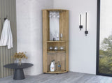 Bar-coffee corner cabinet storage 74" H, with rounded front design, 2 central shelves, 1 glass B097133106