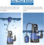 ZNTS 3/4HP 2642 GPH 550W Submersible Dirty Clean Pump Swimming Pool Pond Flood Drain Heavy Duty 54985423