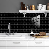 48 Pcs Black Design Glossy Peel And Stick Wall Tile, Transfer Self Adhesive Waterproof And Easy To 68751613