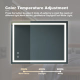 36x28 inch Bathroom Led Classy Vanity Mirror with focused backplane,High Lumen,Dimmable Touch,Wall W1992P210830