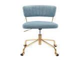 Contemporary Task Chair in Gold Metal and Light Blue Velvet B202P223925
