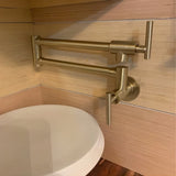 Gold Pot Filler Faucet Wall Mount Kitchen Folding Faucet with Double Joint Swing Arms, Two Handle T3177P277528