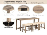 4-Piece Bar Table Set with Power Outlet, Dining Bar Table and Chairs Set,Bar Table Set with 3 Padded W1998P193826