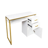 White Particleboard Iron Pipe 97*35*78cm 2 drawers and 1 door Computer desk Multiple scenes 99971577