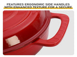 6-Quart Cast Iron Enamel Pot Includes Two Cloth Mitts and a Cloth Trivet 03268984