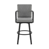 Don 26" Outdoor Patio Swivel Counter Stool in Black Aluminum with Gray Cushions B2736P268522