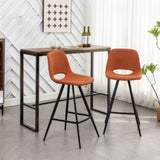 Porth Fabric Kitchen 28.25" Counter Height Stools, Set of 2, Orange T2574P165089