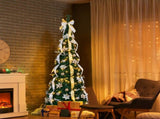 7 FT Fully Decorated Pre-lit Christmas Tree, Pop Up Artificial Xmas Tree with 200 Warm Lights Remote 64340212