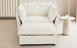 Modern Armchair Sofa 47" Cozy Upholstered Sofa Chair with Movable Ottoman, Wide Seat, Curved N719P292695A