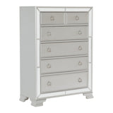 ZNTS Modern Traditional Style 1pc Bedroom Chest of Drawers Embossed Textural Fronts Silver Finish B01152307