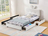 Twin Size Kids Upholstered Bed with Oversized Rabbit Ear Headboard, LED Light & 4 Storage Drawers, W1413P384921