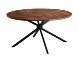 42" Round Dining Table for 4 Persons, Melamine MDF Tabletop & Black Metal Cross Legs, Walnut 95546707
