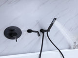 2-Handle Tub Spot Wall Mount Rain Mixer Shower Faucet Tub and Shower Faucet with Hand Shower in SOBD858MB
