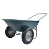 ZNTS wheel barrow Two wheeled trolley for green garden 15 inch pneumatic wheel WB1001GN W22770787